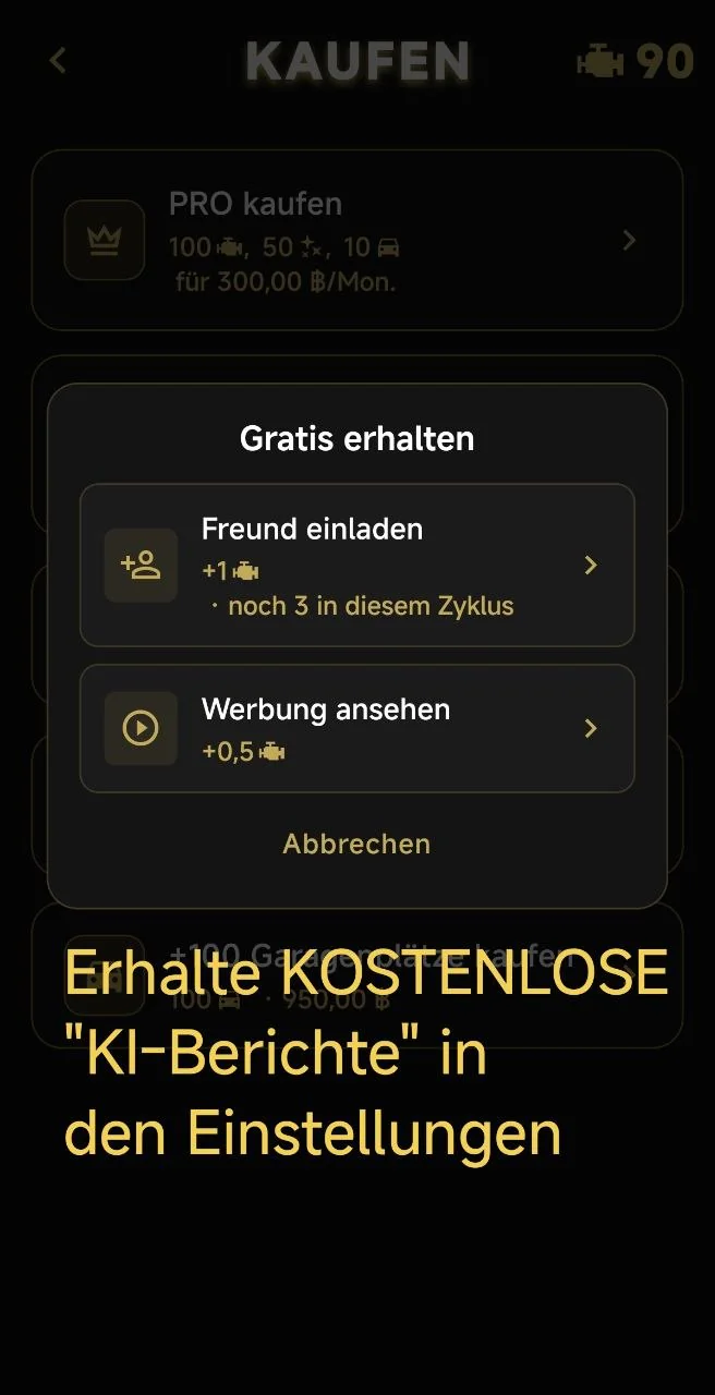 Erhalte KOSTENLOSE "KI-Berichte" in den Einstellungen
