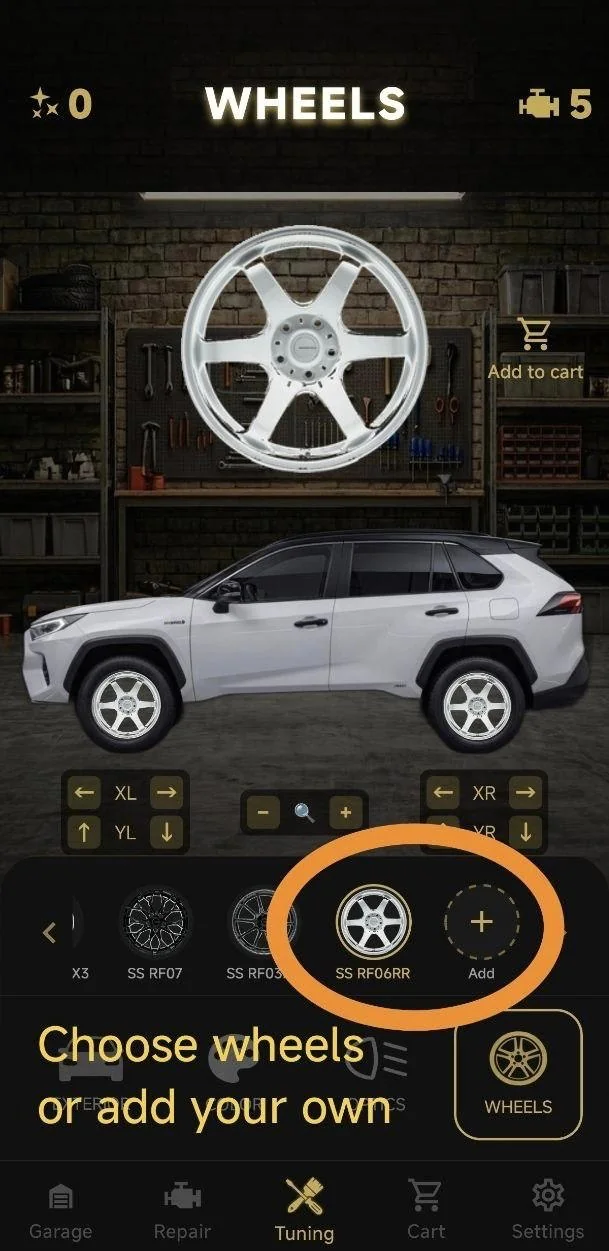 Choose wheels or add your own