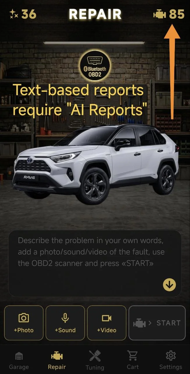 Text-based reports require "AI Reports"