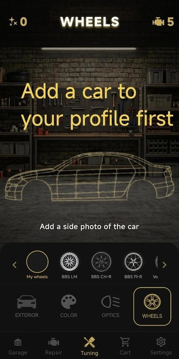 Add a car to your profile first