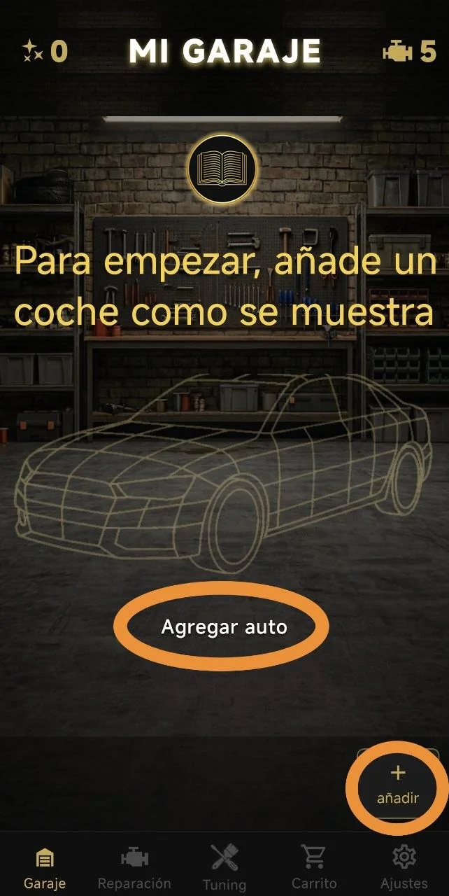 Para empezar, añade un coche como se muestra