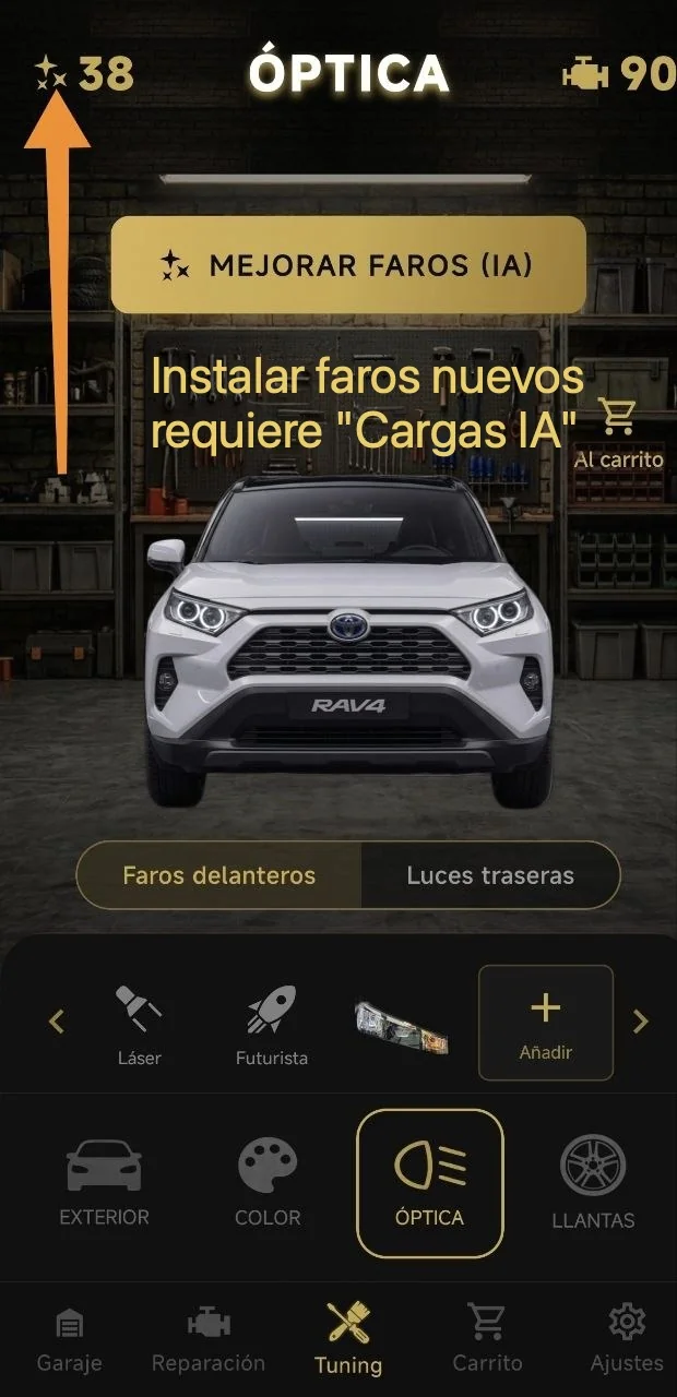 Instalar faros nuevos requiere "Cargas IA"