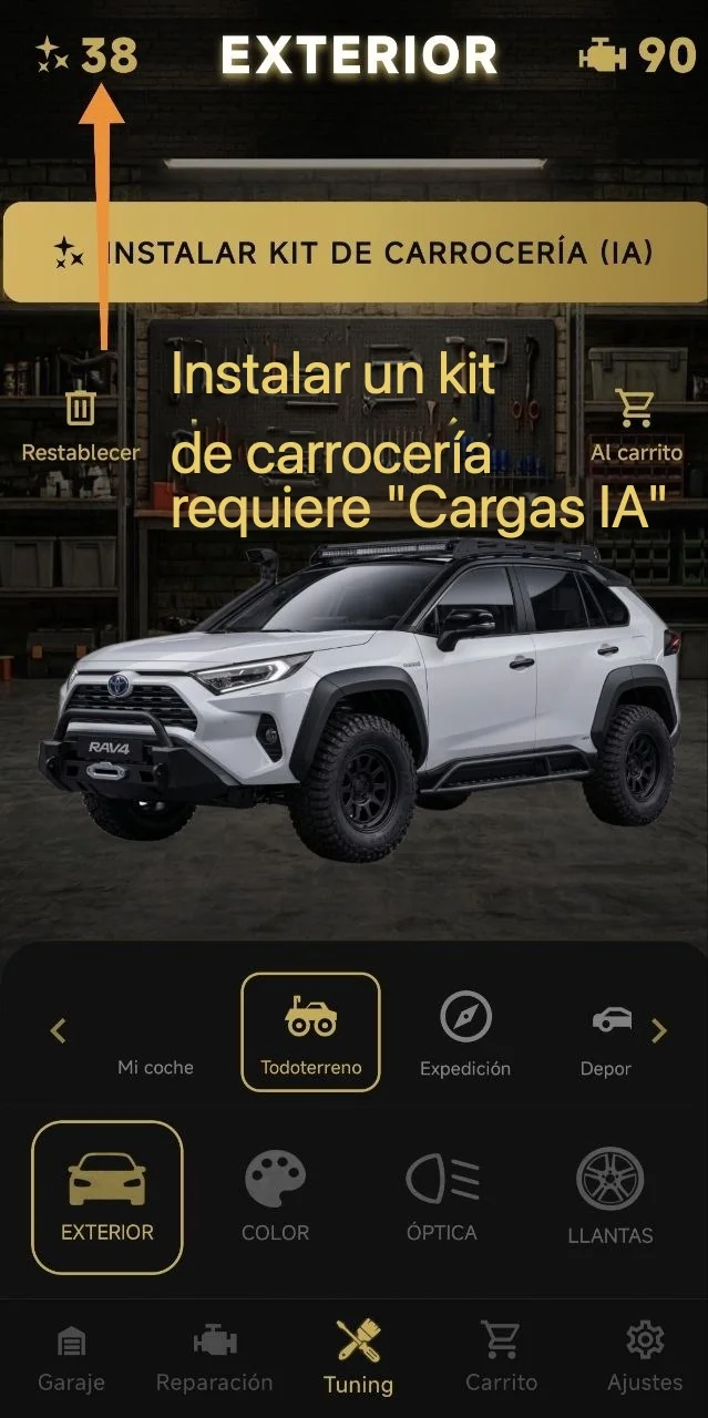 Instalar un kit de carrocería requiere "Cargas IA"