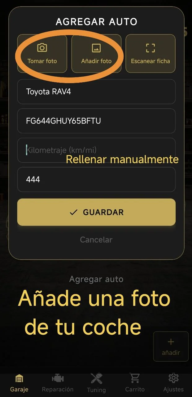 Añade una foto de tu coche