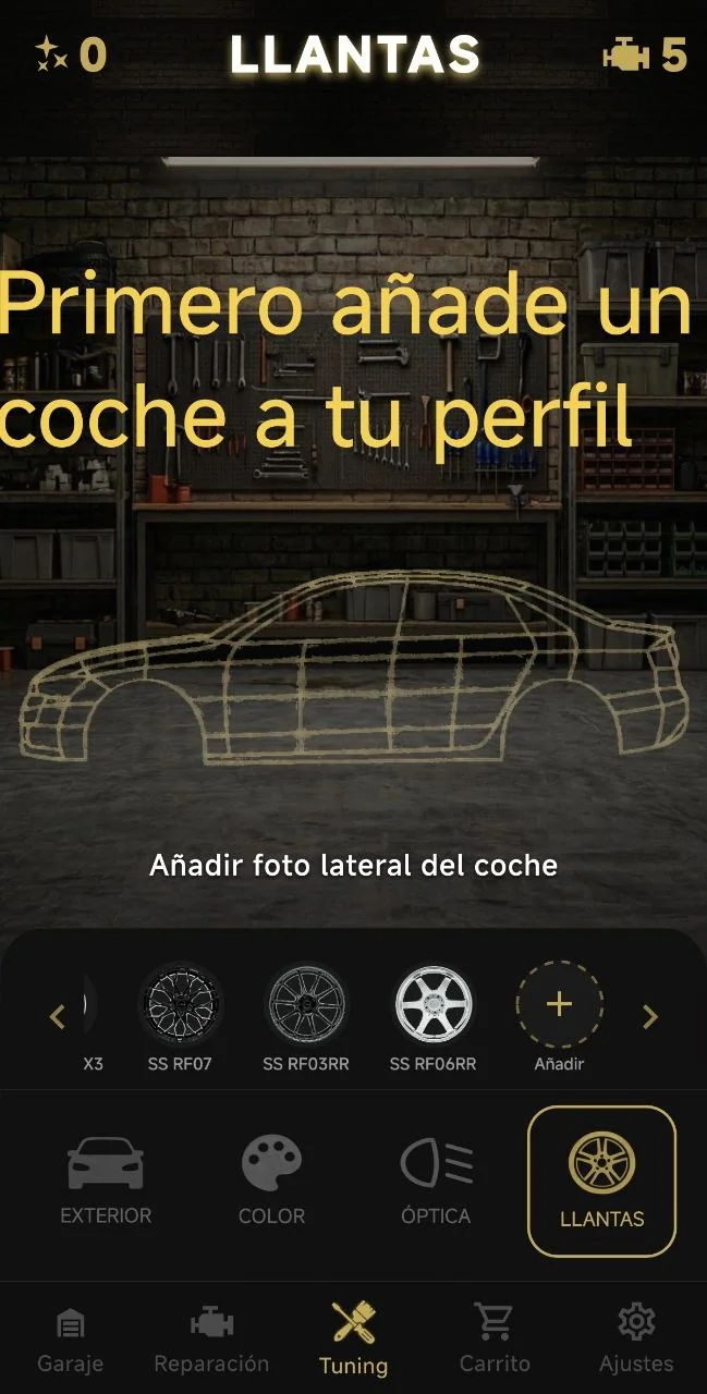 Primero añade un coche a tu perfil