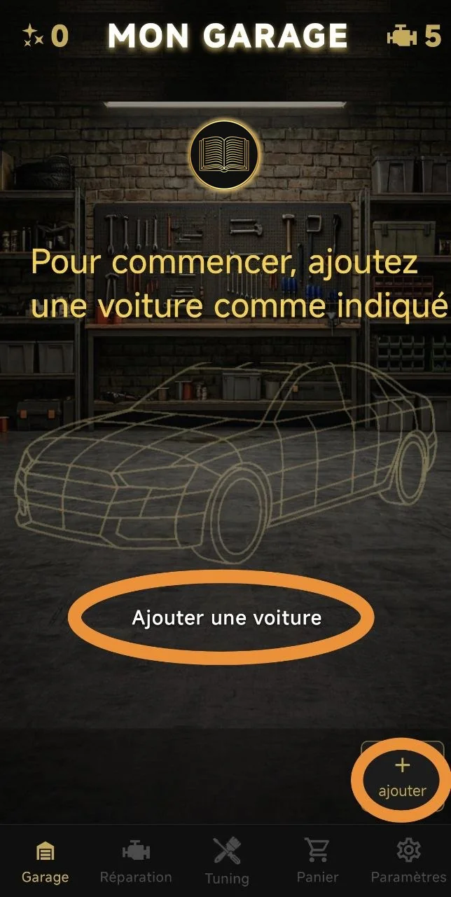 Pour commencer, ajoutez une voiture comme indiqué