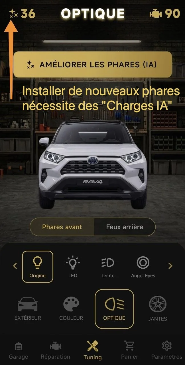 Installer de nouveaux phares nécessite des "Charges IA"
