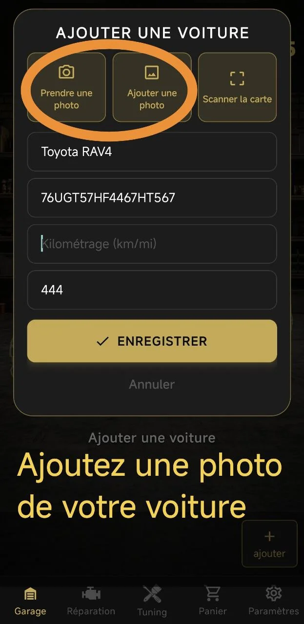 Ajoutez une photo de votre voiture