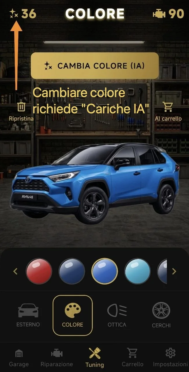 Cambiare colore richiede "Cariche IA"