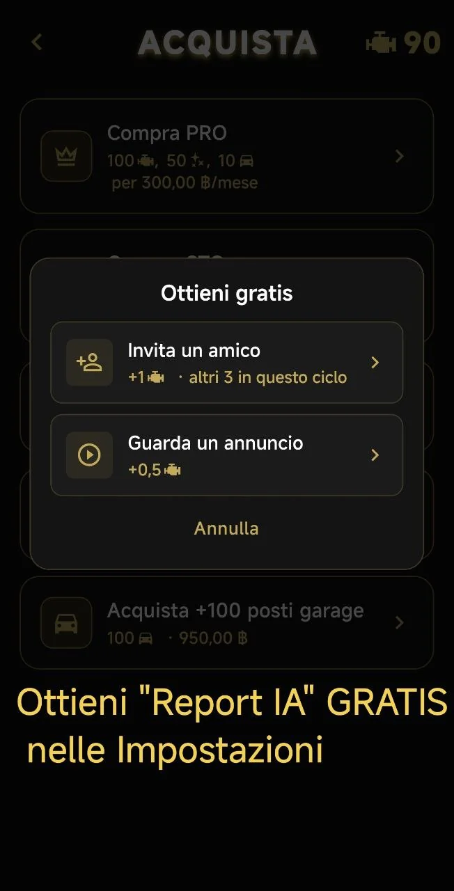 Ottieni "Report IA" GRATIS nelle Impostazioni
