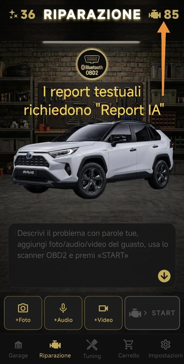 I report testuali richiedono "Report IA"